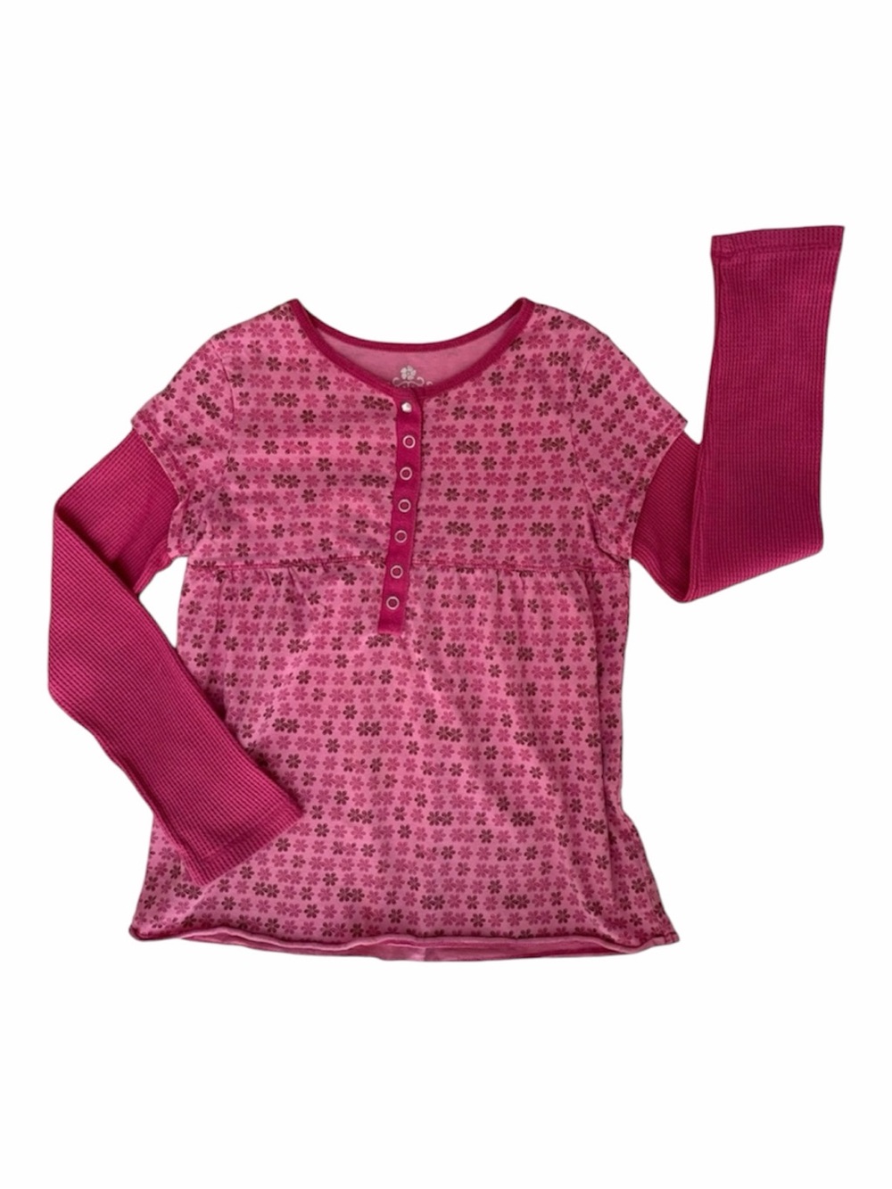The Childrens Place Girls Pink Waffle Knit Thermal Long Sleeve Top Medium 7 8